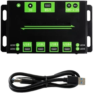 Industrial USB 3.2 Hub with 4 Ports, Metal Casing, DC 7-36V Input, 5V Industrial USB 3.2 Hub with 4 Ports, Metal Casing, DC 7-36V Input, 5V