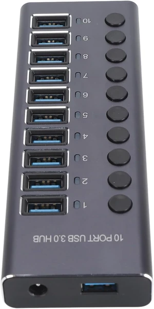 CCYLEZ 10 Port USB 3.0 Hub with Individual Switches and 60W Power Adapter for Laptop PC Game Console (US Plug) CCYLEZ 10 Port USB 3.0 Hub with Individual Switches and 60W Power Adapter for Laptop PC Game Console (US Plug)