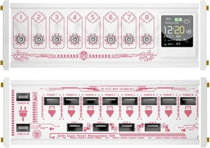 8 Ports USB Switch, 36w Modular USB Hub Docking Station, Independent Metal Switch, 1.54in Led Screen, for Data Transmission, Tablets White 8 Ports USB Switch, 36w Modular USB Hub Docking Station, Independent Metal Switch, 1.54in Led Screen, for Data Transmission, Tablets White