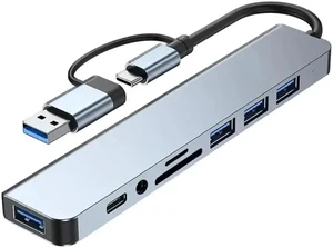 8 in 2 USB Hub with Splitter Reader USB C Port 3 0 2 0 SD TF Card Docking Station 8 in 2 USB Hub with Splitter Reader USB C Port 3 0 2 0 SD TF Card Docking Station