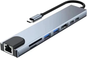 8 in 1 USB C Hub with Fast Charge Compatible with Laptop Computer Supports 4K HDMI USB3 1 RJ45 SD TF Card Reader PD 8 in 1 USB C Hub with Fast Charge Compatible with Laptop Computer Supports 4K HDMI USB3 1 RJ45 SD TF Card Reader PD