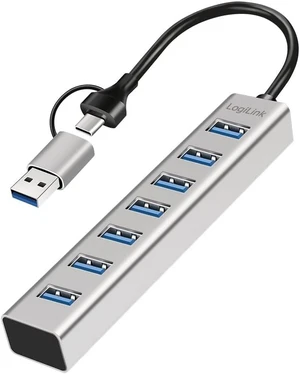 Logilink 076264 USB 3.2 Hub 7 USB-A Ports Aluminium Silver Silver Logilink 076264 USB 3.2 Hub 7 USB-A Ports Aluminium Silver Silver