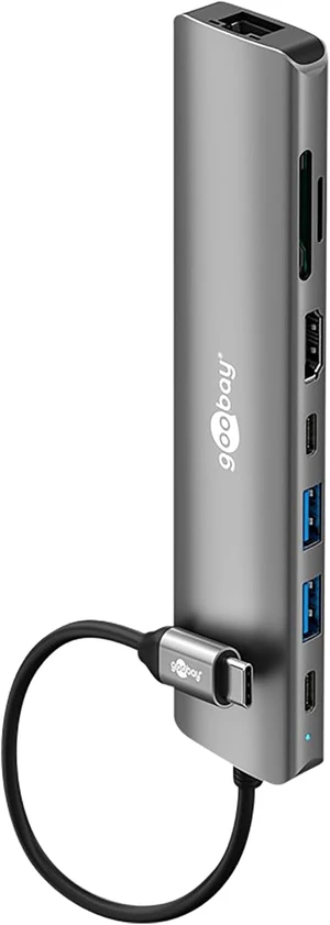 goobay USB-C Slim Hub 8-in-1 Docking Station with USB-C, 5Gbps, HDMI 4K 60Hz, RJ45-1Gbps, 2x USB-A, SD and MicroSD Card Readers - for MacBook Pro M4, Windows Laptops, Tablets and Smartphones-79146 goobay USB-C Slim Hub 8-in-1 Docking Station with USB-C, 5Gbps, HDMI 4K 60Hz, RJ45-1Gbps, 2x USB-A, SD and MicroSD Card Readers - for MacBook Pro M4, Windows Laptops, Tablets and Smartphones-79146
