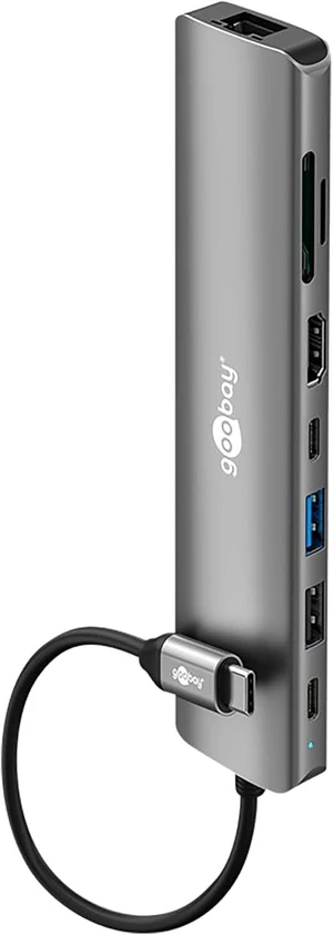 goobay USB-C Slim Hub 8-in-1 Docking Station with USB-C, 5Gbps, HDMI 4K 30Hz, RJ45-100Mbps, 2X USB-A, SD and MicroSD Card Readers - for MacBook Pro M4, Windows Laptops, Tablets, Smartphones-79148 goobay USB-C Slim Hub 8-in-1 Docking Station with USB-C, 5Gbps, HDMI 4K 30Hz, RJ45-100Mbps, 2X USB-A, SD and MicroSD Card Readers - for MacBook Pro M4, Windows Laptops, Tablets, Smartphones-79148
