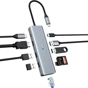USB C Hub, USB 3.0 Ultra Slim USB Distributor, 10 in 1 USB Port Compatible with Desktop Computer, MacBook Pro/Air, iMac, Surface Pro, PS 4 and Other Laptops USB C Hub, USB 3.0 Ultra Slim USB Distributor, 10 in 1 USB Port Compatible with Desktop Computer, MacBook Pro/Air, iMac, Surface Pro, PS 4 and Other Laptops