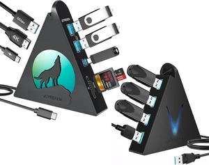 Black USB C HDMI Hub with Base& 4-Port USB 3.0 Hub, with 4K 30 Hz HDMI, 100W Power Delivery, 5 Gbps USB-C, USB-A 3.0, SD/TF Card Slots, Vertical Hub for iMac, MacBook, Mac mini, PC, Dell Black USB C HDMI Hub with Base& 4-Port USB 3.0 Hub, with 4K 30 Hz HDMI, 100W Power Delivery, 5 Gbps USB-C, USB-A 3.0, SD/TF Card Slots, Vertical Hub for iMac, MacBook, Mac mini, PC, Dell