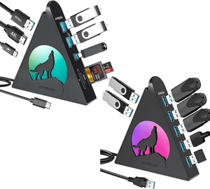 Black Wolf 8-in-1 USB-C Hub & 7-Port USB 3.0 Hub, Type C Hub with RGB Lighting, 4K HDMI, PD 100W, USB A/USB C 3.0, SD/TF Slots, Vertical Design for MacBook, iMac, PC, Mac Mini Black Wolf 8-in-1 USB-C Hub & 7-Port USB 3.0 Hub, Type C Hub with RGB Lighting, 4K HDMI, PD 100W, USB A/USB C 3.0, SD/TF Slots, Vertical Design for MacBook, iMac, PC, Mac Mini