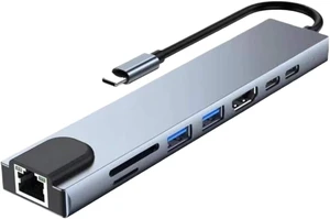 8 in 1 USB Type C Hub Adapter Compatible with OfficeJet Pro 8025 Printer and UE55MU6205K TV 8 in 1 USB Type C Hub Adapter Compatible with OfficeJet Pro 8025 Printer and UE55MU6205K TV