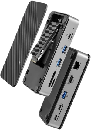 USB C Hub with Cooling Fan M 2 NVMe SATA SSD Enclosure External 10Gbps 4K 60Hz HDMI Com RJ45 SD TF Docking Station USB C Hub with Cooling Fan M 2 NVMe SATA SSD Enclosure External 10Gbps 4K 60Hz HDMI Com RJ45 SD TF Docking Station