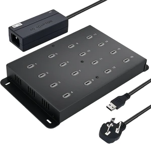 16-Port Industrial USB 3.0 Type-C Test Station, 5Gbps High-Speed Hub for PSSD/SSD Testing, 1.6kg Heavy-Duty Metal Chassis, Supports RDT/Bit Aging & 5V-12V Wide Voltage Input 16-Port Industrial USB 3.0 Type-C Test Station, 5Gbps High-Speed Hub for PSSD/SSD Testing, 1.6kg Heavy-Duty Metal Chassis, Supports RDT/Bit Aging & 5V-12V Wide Voltage Input