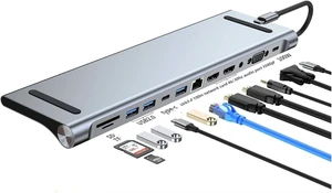 10/11/12-in-1 Docking Station Stand USB TY>pe C 4K HMDI 100W PD SD/TF Display Port for PC Computer Hub(12 in 1 4K-30hzx2) 10/11/12-in-1 Docking Station Stand USB TY>pe C 4K HMDI 100W PD SD/TF Display Port for PC Computer Hub(12 in 1 4K-30hzx2)