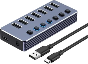 10/7 Port USB HUB 3 0 5Gbps Splitter Multiple Extension Dock with Independent Switch 12V Power Adapter for PC Tablets(7 Ports HUB) 10/7 Port USB HUB 3 0 5Gbps Splitter Multiple Extension Dock with Independent Switch 12V Power Adapter for PC Tablets(7 Ports HUB)