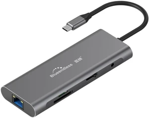 9 in 1 USB C Hub Adapter Docking Station with 1000Mbps Ethernet LAN Port 35mm Aux 3X USB 30 TF SD Card Reader Compatible with Laptops Tablets and USB C Devices 9 in 1 USB C Hub Adapter Docking Station with 1000Mbps Ethernet LAN Port 35mm Aux 3X USB 30 TF SD Card Reader Compatible with Laptops Tablets and USB C Devices