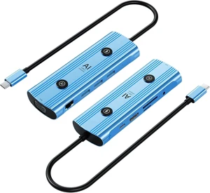AI USB C Hub 12-in-1, Aluminum Blue Hub with GPT Voice Input, 100W HDMI 4K VGA, USB 3.0, Card Reader for MacBook, HP, Dell, 0.48x0.15x0.06 Inches AI USB C Hub 12-in-1, Aluminum Blue Hub with GPT Voice Input, 100W HDMI 4K VGA, USB 3.0, Card Reader for MacBook, HP, Dell, 0.48x0.15x0.06 Inches