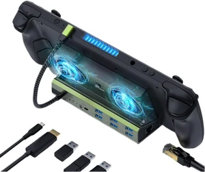 PUSOKEI Docking Station for Steam Deck/ROG Ally, 9 in 1 Steam Deck Dock with 4K@60Hz HDMI 2.0, Gigabit Ethernet, 3 USB 3.0, 3 USB 2.0, and 100W PD Charging Port, with Dual Fans PUSOKEI Docking Station for Steam Deck/ROG Ally, 9 in 1 Steam Deck Dock with 4K@60Hz HDMI 2.0, Gigabit Ethernet, 3 USB 3.0, 3 USB 2.0, and 100W PD Charging Port, with Dual Fans