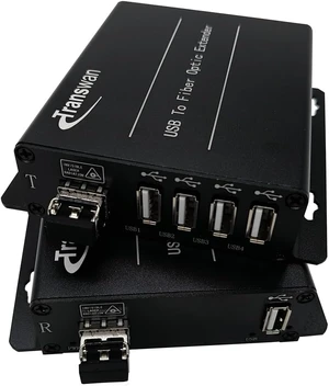 4 Ports USB 2.0/1.1 hub Fiber Extender to Max 500 Meters (1640 FT) Over Multi-Mode Fiber (OM1~OM5) with SFP Module (BY-USB-388MF(4 Ports Hub Over MMF)) 4 Ports USB 2.0/1.1 hub Fiber Extender to Max 500 Meters (1640 FT) Over Multi-Mode Fiber (OM1~OM5) with SFP Module (BY-USB-388MF(4 Ports Hub Over MMF))