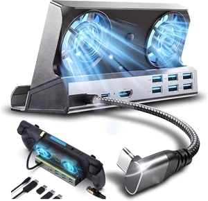 Docking Station for Steam Deck and ROG Ally with Dual Cooling Fans, 9 in 1 USB C Hub with 4K 60Hz HDMI 2.0, Gigabit Ethernet, 6 USB Ports, 100W PD Charging for Gaming Consoles Docking Station for Steam Deck and ROG Ally with Dual Cooling Fans, 9 in 1 USB C Hub with 4K 60Hz HDMI 2.0, Gigabit Ethernet, 6 USB Ports, 100W PD Charging for Gaming Consoles