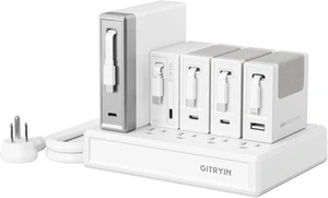 Gitryin Modular Laptop Charging Station, 140W, 65W, 3 * 40W Retractable Lightning, USB A, USB C Chargers, 1 Lightning, 1 USB A, 8 Type C Ports with Cooling Power Strip, 325W Charging Hub Gitryin Modular Laptop Charging Station, 140W, 65W, 3 * 40W Retractable Lightning, USB A, USB C Chargers, 1 Lightning, 1 USB A, 8 Type C Ports with Cooling Power Strip, 325W Charging Hub