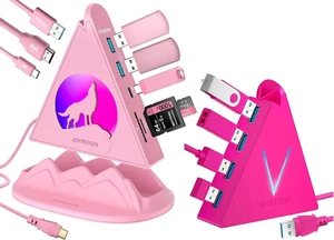 Pink 8 Port USB C HDMI Hub with Base-Stand & Hot Pink 4-Port USB A 3.0 Hub Bundle RGB Hub for Gaming, for iMac, Mac mini, MacBook, PS5 Pink 8 Port USB C HDMI Hub with Base-Stand & Hot Pink 4-Port USB A 3.0 Hub Bundle RGB Hub for Gaming, for iMac, Mac mini, MacBook, PS5