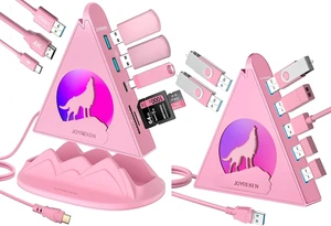Pink Wolf 8-in-1 USB C Hub with Base & 7 Ports USB 3.0 Hub, with 4K HDMI, 100W PD, USB A/C 3.0, SD, TF for iMac, Mac mini, PC Pink Wolf 8-in-1 USB C Hub with Base & 7 Ports USB 3.0 Hub, with 4K HDMI, 100W PD, USB A/C 3.0, SD, TF for iMac, Mac mini, PC