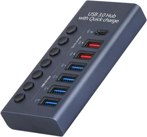 USB3.0 HUB, 10-Port/7-Port/4-Port with Switch Charging Type-C Computer Hub Expansion Dock Suitable For Pc, Laptop, Desktop,7-B USB3.0 HUB, 10-Port/7-Port/4-Port with Switch Charging Type-C Computer Hub Expansion Dock Suitable For Pc, Laptop, Desktop,7-B