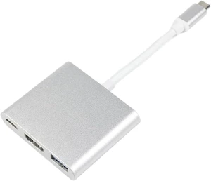 Type-C to HDMI-Compatible HUB USB C to HD Splitter USB 3 in 1 4K HDMI-Compatible USB 3.0 PD Fast Charging Adapter Support TV PC(Sliver) Type-C to HDMI-Compatible HUB USB C to HD Splitter USB 3 in 1 4K HDMI-Compatible USB 3.0 PD Fast Charging Adapter Support TV PC(Sliver)
