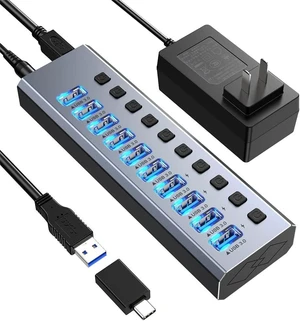 Aluminum 10-Port USB3.0 Docking Station Multifunctional Hub Standalone Switch Hub(Color:D) Aluminum 10-Port USB3.0 Docking Station Multifunctional Hub Standalone Switch Hub(Color:D)