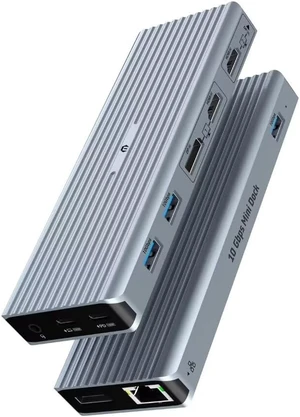 Docking Station USB C with Power Supply, 11 in 1 USB C HUB with Two 4K @ 60Hz Video Outputs, 2 x HDMI, 100 W PD, Gigabit Ethernet and Audio, Two Monitors, 3 x USB 3.1 10 Gbit/s Docking Station USB C with Power Supply, 11 in 1 USB C HUB with Two 4K @ 60Hz Video Outputs, 2 x HDMI, 100 W PD, Gigabit Ethernet and Audio, Two Monitors, 3 x USB 3.1 10 Gbit/s