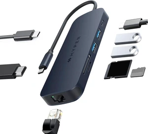 HyperDrive Next HP-HD4004GL 8-Port USB-C Hub, 2-3 Times Transfer Rate, 140W, PD3.1, Rapid Charging, 4K60Hz, HDMI, USB3.2, USB-A, microSD/SD4.0 Card Reader, Wired LAN, Ethernet Connection, M1/2/3 HyperDrive Next HP-HD4004GL 8-Port USB-C Hub, 2-3 Times Transfer Rate, 140W, PD3.1, Rapid Charging, 4K60Hz, HDMI, USB3.2, USB-A, microSD/SD4.0 Card Reader, Wired LAN, Ethernet Connection, M1/2/3