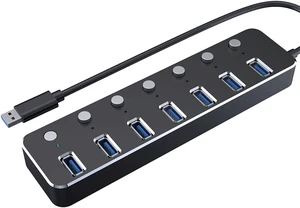 USB Hub, Independent Switch,Aluminum 7-Port USB 3.0 Hub 120cm Cable Sub-Control Switch 5Gbps LED Indicator HUB Chargeable Splitter for Multi USB Devices (Color : Black) USB Hub, Independent Switch,Aluminum 7-Port USB 3.0 Hub 120cm Cable Sub-Control Switch 5Gbps LED Indicator HUB Chargeable Splitter for Multi USB Devices (Color : Black)