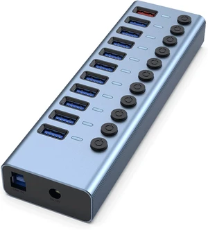 USB Hub,Ultra-Slim Data USB Hub, Aluminum Alloy 11-Port3.0usb Splitter, Multi-Interface Extender, with Independent Switch, with Fast Charging External 12V4A Power Supply USB Hub,Ultra-Slim Data USB Hub, Aluminum Alloy 11-Port3.0usb Splitter, Multi-Interface Extender, with Independent Switch, with Fast Charging External 12V4A Power Supply