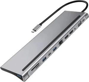 USB Hub,12 in 1 USB C Hub Laptop Docking Station Type-C to Dual HDMI-Compatible/VGA/USB 3.0 Hub/PD/RJ/Micro-SD/TF,Compatible with PC, Mac, Printer, Mobile HDD USB Hub,12 in 1 USB C Hub Laptop Docking Station Type-C to Dual HDMI-Compatible/VGA/USB 3.0 Hub/PD/RJ/Micro-SD/TF,Compatible with PC, Mac, Printer, Mobile HDD