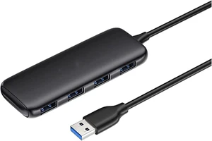 KouRy USB Hub 3.0 Splitter, 4 Port USB Extender Docking Station Supports Simultaneous Use for Laptop, USB Flash Drives, and Mobile HDD, PC Computer (Black) KouRy USB Hub 3.0 Splitter, 4 Port USB Extender Docking Station Supports Simultaneous Use for Laptop, USB Flash Drives, and Mobile HDD, PC Computer (Black)