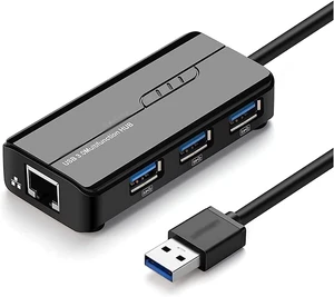 KouRy USB 3.0 Hub,4 Port USB Docking Station Adapter with DC Power Port, 3 USB 3.0 Ports, RJ45 Gigabit Ethernet Port (Black) KouRy USB 3.0 Hub,4 Port USB Docking Station Adapter with DC Power Port, 3 USB 3.0 Ports, RJ45 Gigabit Ethernet Port (Black)