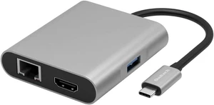 Owltech OWL-DS3181-SV USB Type-C Hub, 4-in-1, USB3.2, Gen1 Compatible, PD100W, with Power Supply Port, USB Type-C to Multiport Adapter, HDMI/LAN/Type-A Port/Type-C Port for Power, Silver Owltech OWL-DS3181-SV USB Type-C Hub, 4-in-1, USB3.2, Gen1 Compatible, PD100W, with Power Supply Port, USB Type-C to Multiport Adapter, HDMI/LAN/Type-A Port/Type-C Port for Power, Silver