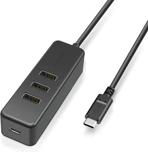 Elecom U2HC-T431PBK USB Hub, Type-C USB-A, 2.0 x 3 Ports, USB PD 60W Compatible, Type-C x 1, Cable 11.8 inches (30 cm), Magnetic, Black Elecom U2HC-T431PBK USB Hub, Type-C USB-A, 2.0 x 3 Ports, USB PD 60W Compatible, Type-C x 1, Cable 11.8 inches (30 cm), Magnetic, Black