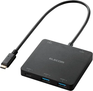 Elecom U3HC-DC03BBK USB 3.1 Type-C Hub, 3 Ports (A x 2/Type-C x 1), HDMI Output + 1 Type-C for PC Charging, Bus Power, Compatible with MacBook, iPad, Surface GO Pro 7, Chromebook, etc. USB PD, Black Elecom U3HC-DC03BBK USB 3.1 Type-C Hub, 3 Ports (A x 2/Type-C x 1), HDMI Output + 1 Type-C for PC Charging, Bus Power, Compatible with MacBook, iPad, Surface GO Pro 7, Chromebook, etc. USB PD, Black