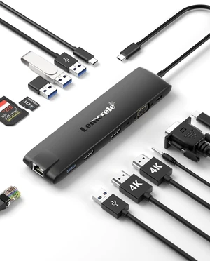 Lemorele USB C Docking Station 13 in 1, USB C Hub with 2 HDMI 4K, VGA, Gigabit Ethernet, 100W PD, 4 USB 3.2/2.0 Ports, Type-C 3.2, SD/TF Card Reader, Audio, for MacBook Pro/Air, Windows Laptop Lemorele USB C Docking Station 13 in 1, USB C Hub with 2 HDMI 4K, VGA, Gigabit Ethernet, 100W PD, 4 USB 3.2/2.0 Ports, Type-C 3.2, SD/TF Card Reader, Audio, for MacBook Pro/Air, Windows Laptop
