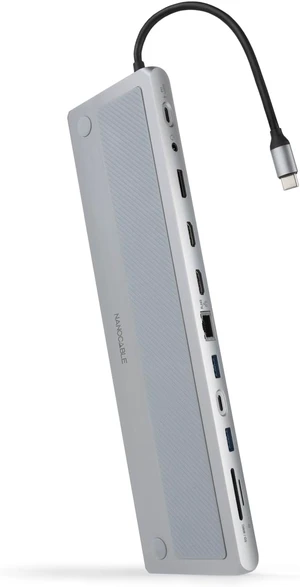 NANOCABLE 10.16.1012 USB-C Hub 12 in 1, USB-C 3.1 to 3X USB-A 3.0, USB-C 3.0, USB-C PD 100W, 2X HDMI 4K60Hz, DP 4K60Hz, RJ45 1Gbps, SD/TF, 3.5 mm Jack, Grey NANOCABLE 10.16.1012 USB-C Hub 12 in 1, USB-C 3.1 to 3X USB-A 3.0, USB-C 3.0, USB-C PD 100W, 2X HDMI 4K60Hz, DP 4K60Hz, RJ45 1Gbps, SD/TF, 3.5 mm Jack, Grey