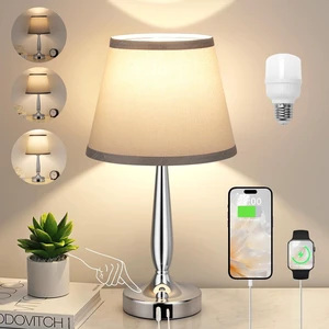 Kakanuo Touch Table Lamp for Bedroom, Small Bedside Lamp with USB C Charging Port, 3 Way Dimmable Touch Control Nightstand Lamp for Living Room and Office, Gray Shade and Silver Base Kakanuo Touch Table Lamp for Bedroom, Small Bedside Lamp with USB C Charging Port, 3 Way Dimmable Touch Control Nightstand Lamp for Living Room and Office, Gray Shade and Silver Base
