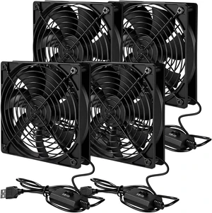 VIHOSE 4 Pack 120mm USB Cooling Fans with 3-Speed Control, 5V USB Powered Case Fans, Dual Ball Bearing, 50,000 Hours Lifespan, Quiet Fan for Receiver DVR TV Box Router, Black VIHOSE 4 Pack 120mm USB Cooling Fans with 3-Speed Control, 5V USB Powered Case Fans, Dual Ball Bearing, 50,000 Hours Lifespan, Quiet Fan for Receiver DVR TV Box Router, Black