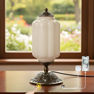 Vintage Milk Glass Table Lamp,3-WayDimmable USB-C+A,White Bedroom DeskLamps Vintage Milk Glass Table Lamp,3-WayDimmable USB-C+A,White Bedroom DeskLamps