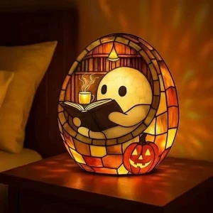 Ghost Night Light, Resin Halloween Lamp with 6 Random DIY Stickers Ghost Night Light, Resin Halloween Lamp with 6 Random DIY Stickers