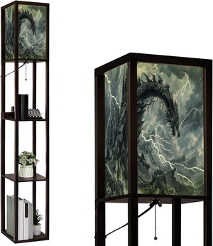 Floor Lamp with Shelves Dragon Shaped Crag Ruined Fortress Monochromatic Art Standing Tall Lamp USB Ports & Power Outlet Modern Corner Lamp Nightstand Light for Living Room Bedroom Floor Lamp with Shelves Dragon Shaped Crag Ruined Fortress Monochromatic Art Standing Tall Lamp USB Ports & Power Outlet Modern Corner Lamp Nightstand Light for Living Room Bedroom