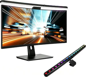 Flat Monitor Light Bar, USB RGB Clipon EyeCaring Gaming Screen Lamp Flat Monitor Light Bar, USB RGB Clipon EyeCaring Gaming Screen Lamp