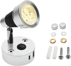 12V RV Reading Light with USB-A and Type-C Charging, 3W LED Interior Wall Lamp for Camper Travel Trailer Boat 12V RV Reading Light with USB-A and Type-C Charging, 3W LED Interior Wall Lamp for Camper Travel Trailer Boat