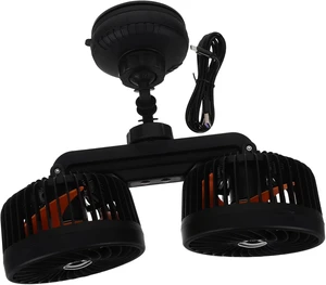 Dual Head Car Cooling Fan with Suction Cup Mount, 3-speed Adjustable Dual Head Car Cooling Fan with Suction Cup Mount, 3-speed Adjustable