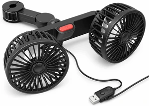 USB Dual-Head Car Fan, 3-Speed Adjustable Headrest Mounted Rear Seat Fan with Rotating Clamp and Twin Fan Heads, Wired Vehicle Air Circulator for Back Seat Passengers, Black USB Dual-Head Car Fan, 3-Speed Adjustable Headrest Mounted Rear Seat Fan with Rotating Clamp and Twin Fan Heads, Wired Vehicle Air Circulator for Back Seat Passengers, Black