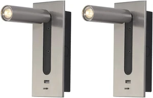 Modern LED Bedside Reading Lamp Set of 2, Wall Mounted with USB Fast Charging Port 5V 2.1A, 3W Warm White Light, 350° Adjustable Angle for Home Bedroom Decor Modern LED Bedside Reading Lamp Set of 2, Wall Mounted with USB Fast Charging Port 5V 2.1A, 3W Warm White Light, 350° Adjustable Angle for Home Bedroom Decor