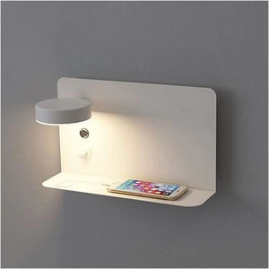 Bedside LED Wall Light with USB Port and Switch, 7W Modern Rotation Reading Lights White Aluminum Wall Lamp with Shelf for Bedroom Living Room Study Room Office and Hotel 3000K Warm White,B Bedside LED Wall Light with USB Port and Switch, 7W Modern Rotation Reading Lights White Aluminum Wall Lamp with Shelf for Bedroom Living Room Study Room Office and Hotel 3000K Warm White,B